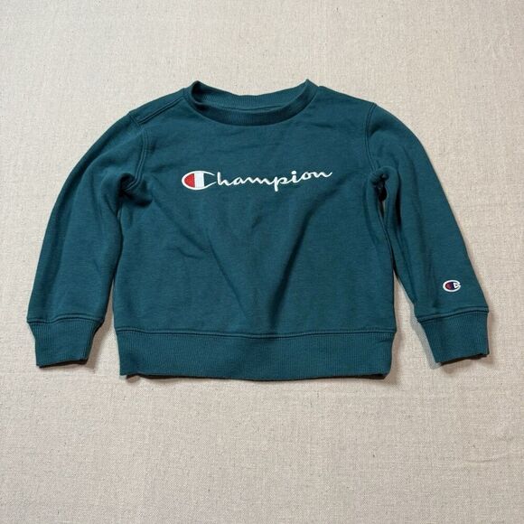 Champion Logo Sweater Pullover Athletic Crewneck Toddler Size 3T Aqua Green - Picture 1 of 7